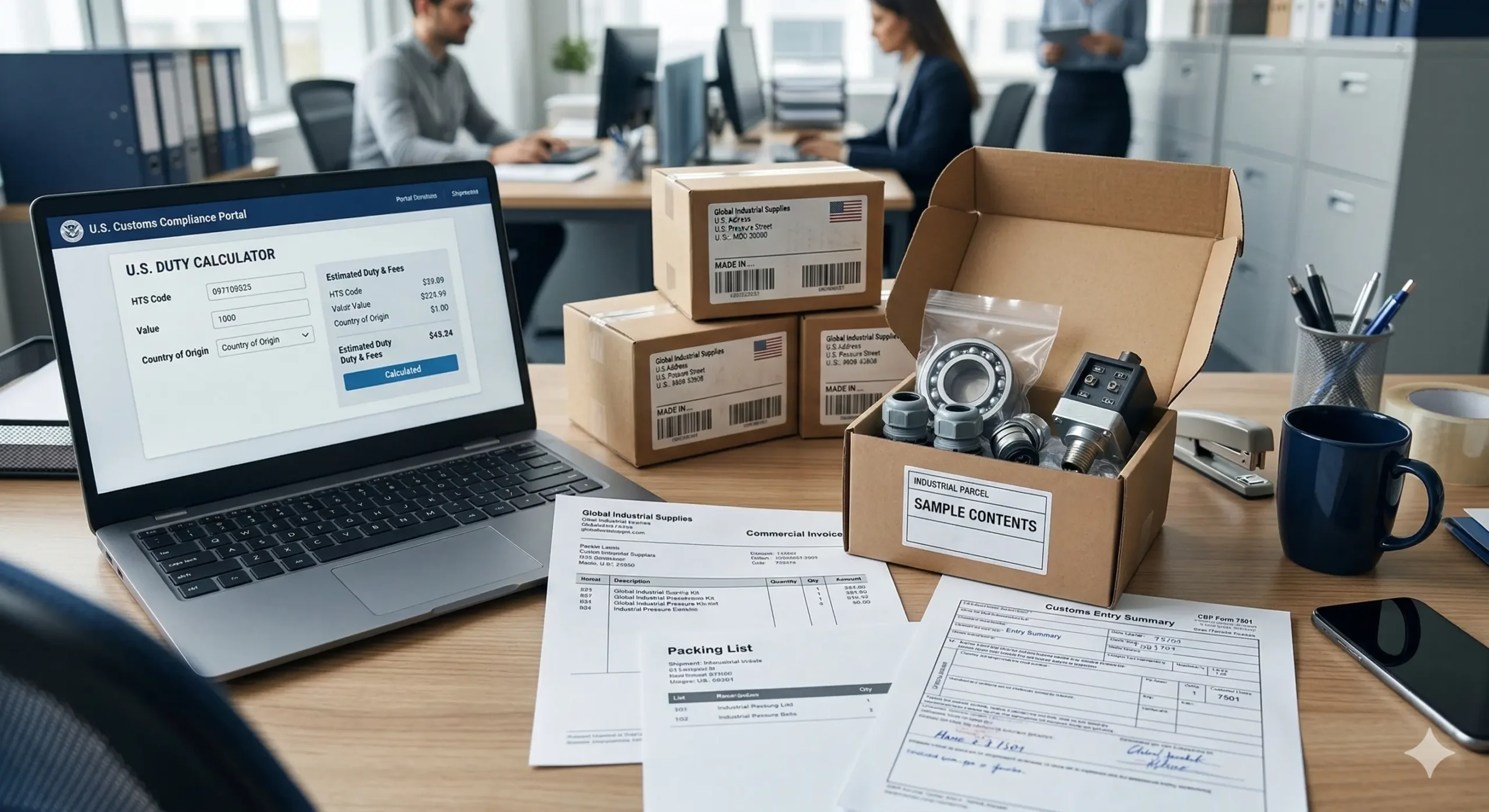 Customs-broker style office desk