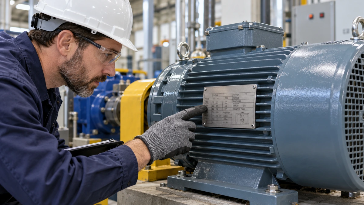 Industrial electric motor nameplate identification