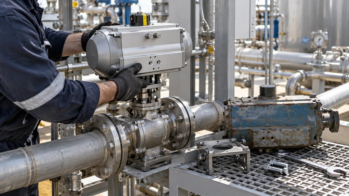 Pneumatic valve actuator retrofit replacement