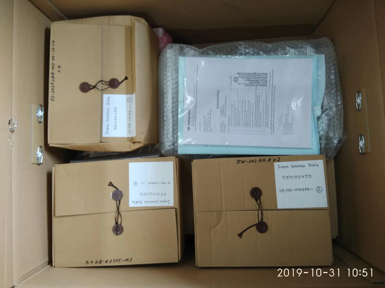 Shinkawa VM-7 monitoring modules with original shipment documentation and packed components