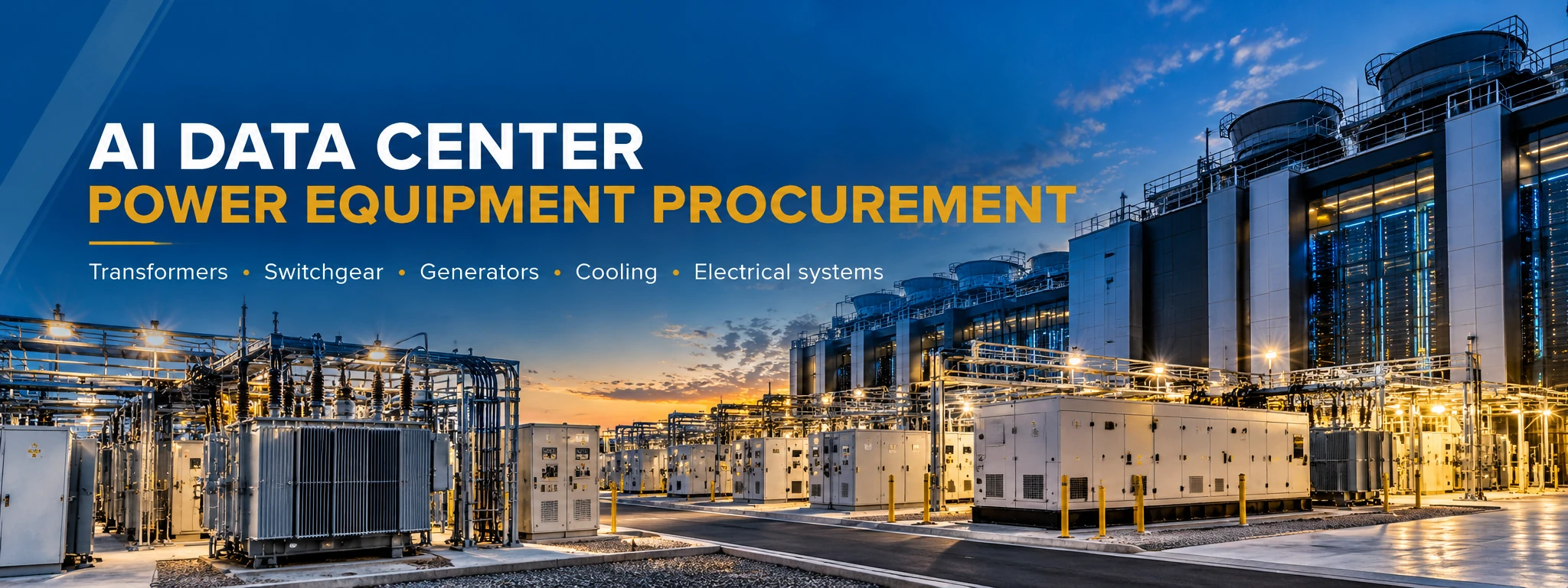 U.S. AI data center power electrical equipment procurement for transformers switchgear generators and cooling