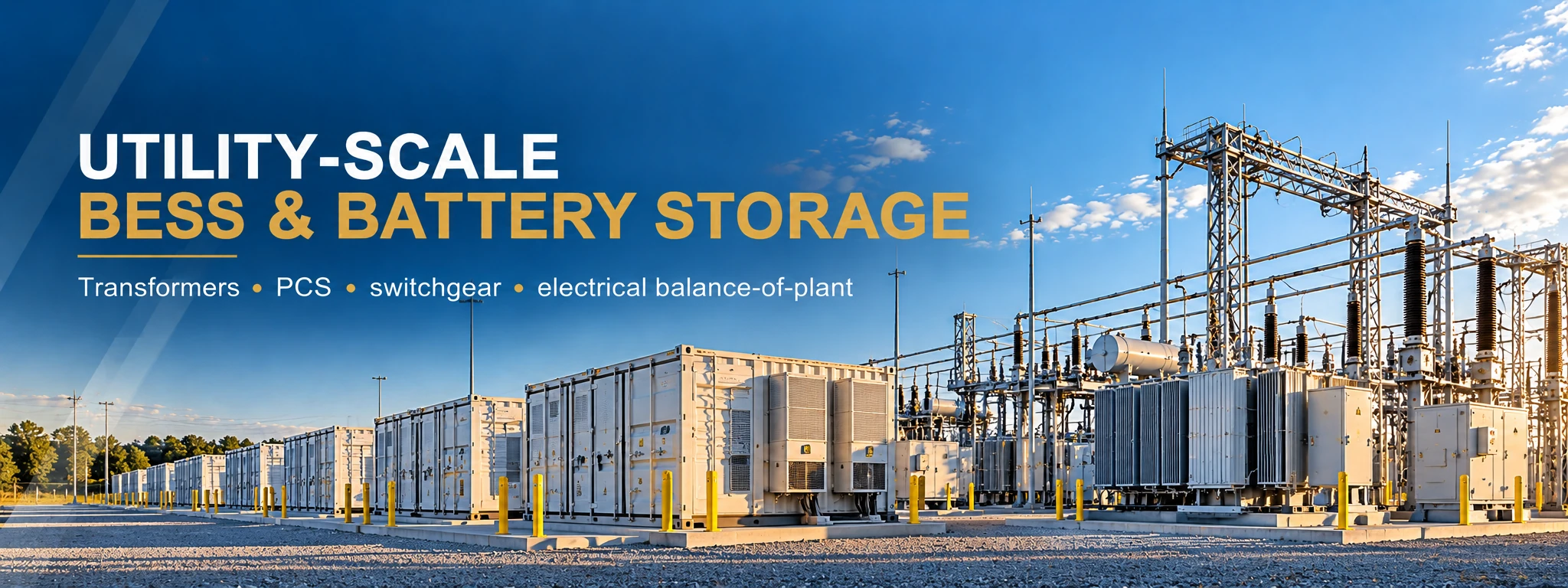 U.S. utility scale BESS battery storage electrical equipment procurement for transformers PCS and switchgear