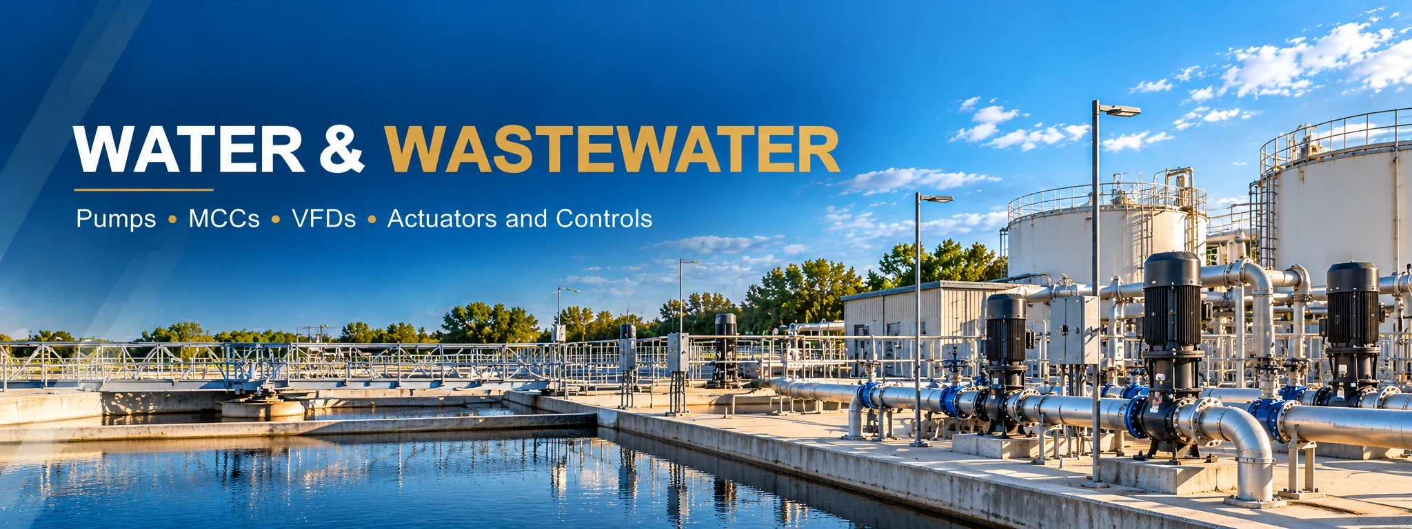U.S. water wastewater equipment procurement for pumps MCCs VFDs actuators electrical and controls