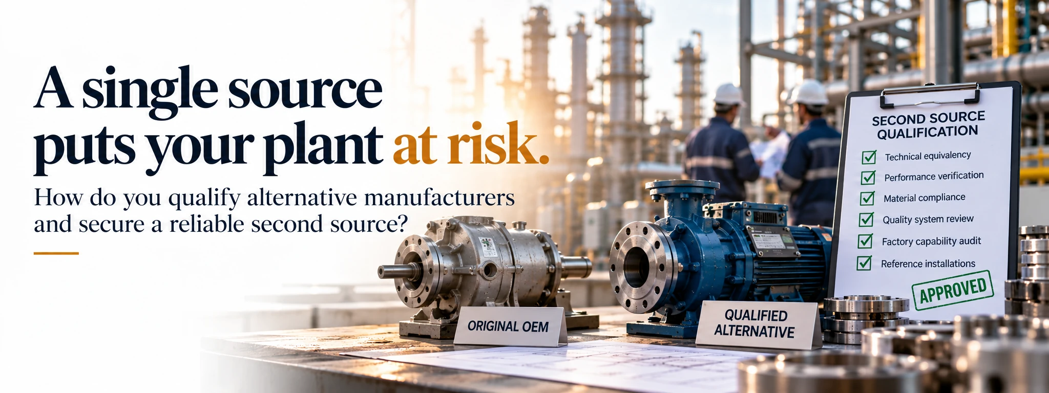 U.S. alternative industrial manufacturer and second source qualification when an approved OEM cannot deliver