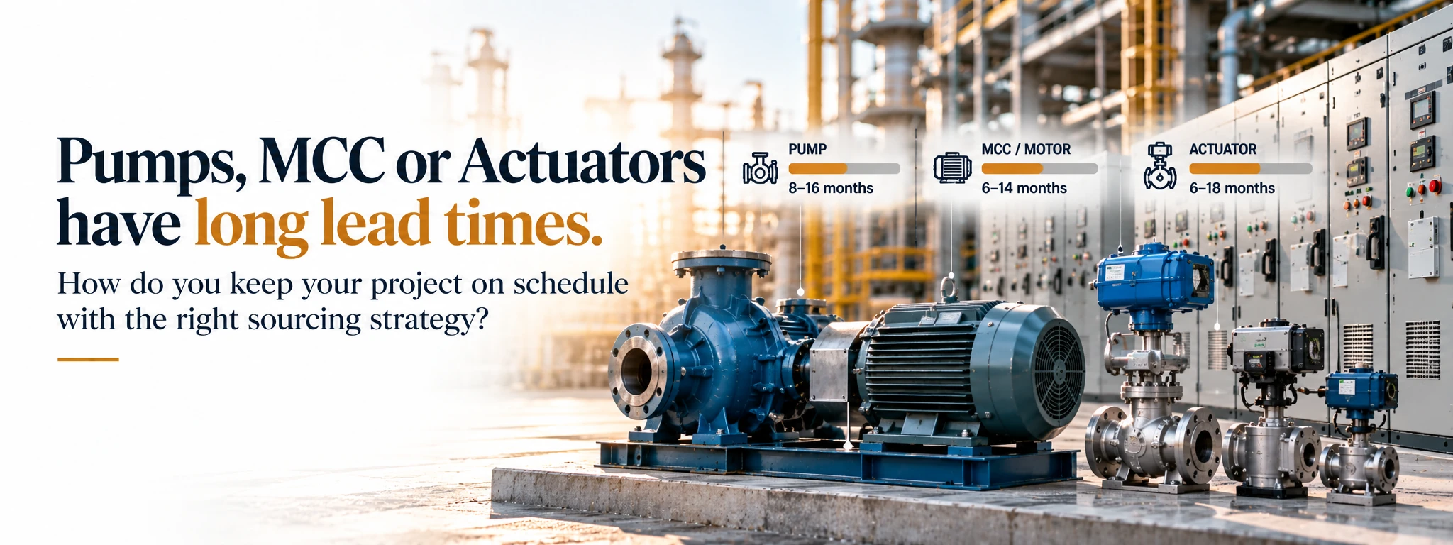 U.S. long lead electrical equipment pumps MCC switchgear and actuator procurement delays