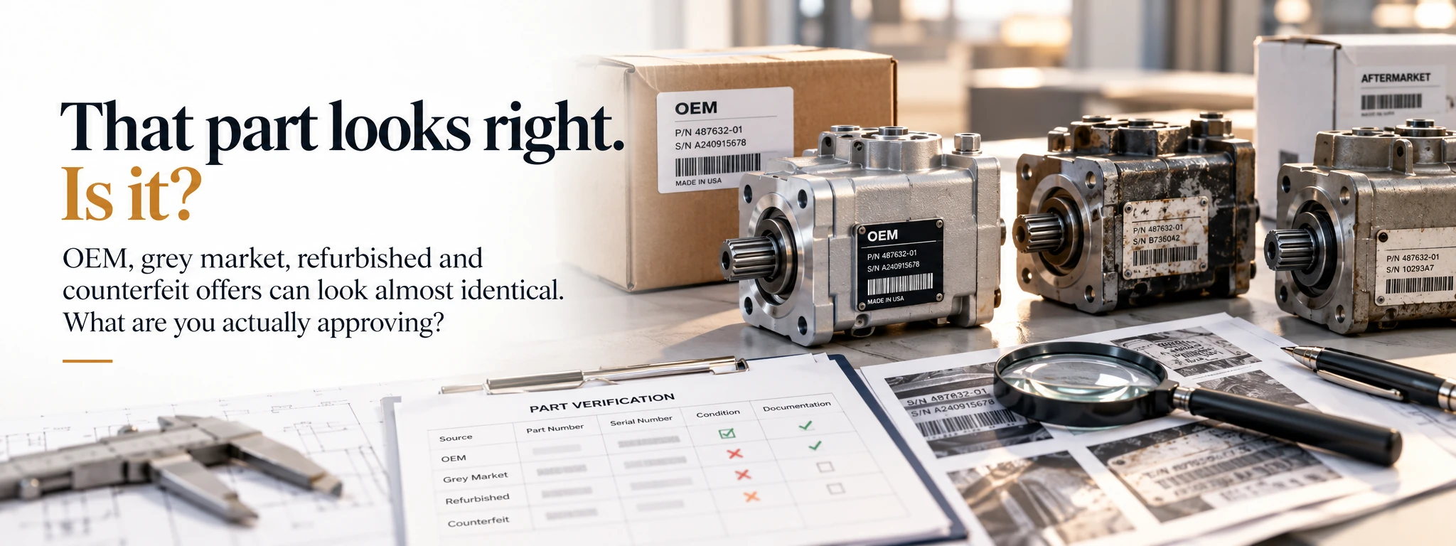 U.S. industrial OEM grey market refurbished and counterfeit parts procurement verification